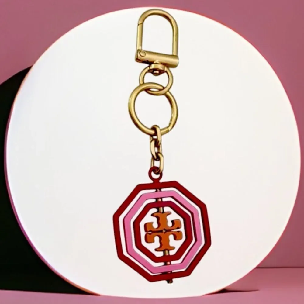 TORY BURCH LOGO KEYCHAIN DOUBLE FACE.